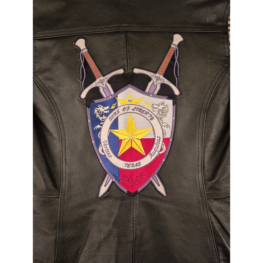 Harley-Davidson Womens Black Pigskin Leather Biker Vest XL Texas Sons of Liberty - Picture 12 of 16